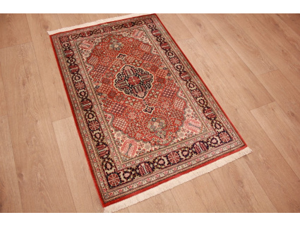 Silk Persian carpet Qum 114x75 cm Red