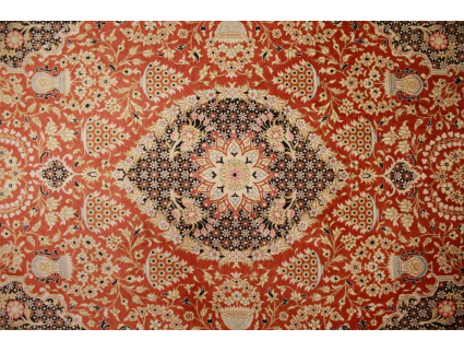 Seidenteppich Ghom 123x78 cm Rot