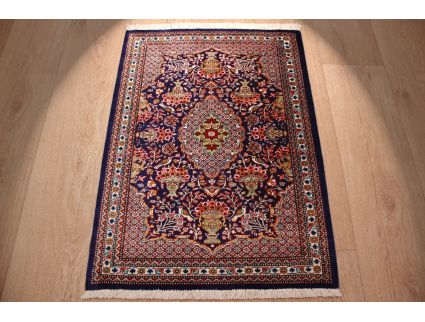 Persian carpet  Gom pure Silk rug 76x58 cm Blau