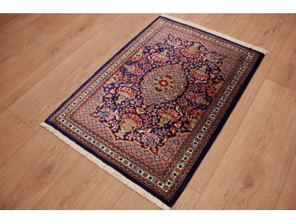 Persian carpet  Gom pure Silk rug 76x58 cm Blau