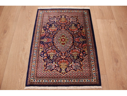 Persian carpet  Gom pure Silk rug 76x58 cm Blau