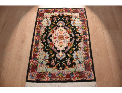 Persian carpet  Taabriz with silk 94x63 cm Black