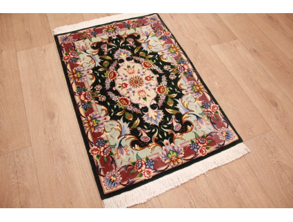 Persian carpet  Taabriz with silk 94x63 cm Black