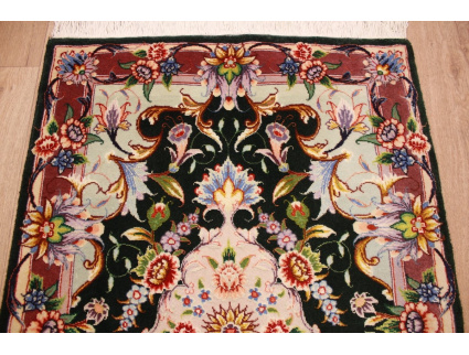 Persian carpet  Taabriz with silk 94x63 cm Black