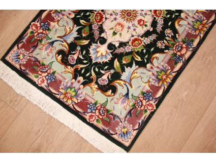 Persian carpet  Taabriz with silk 94x63 cm Black