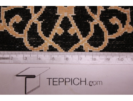 Perser Teppich Isfahan auf Seide 89x61 cm Schwarz