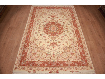 Persian carpet Tabriz with silk 300x197 cm Beige