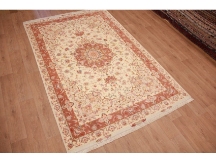 Persian carpet Tabriz with silk 300x197 cm Beige