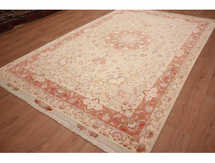 Persian carpet Tabriz with silk 300x197 cm Beige