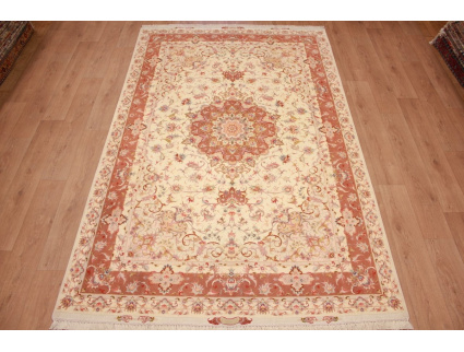 Persian carpet Tabriz with silk 300x197 cm Beige