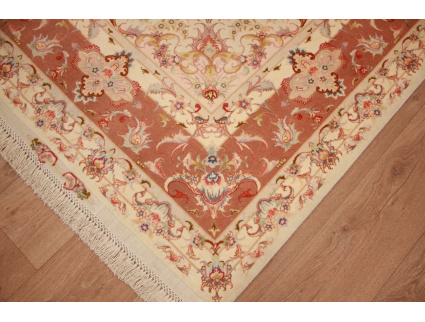 Persian carpet Tabriz with silk 300x197 cm Beige