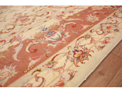 Persian carpet Tabriz with silk 300x197 cm Beige