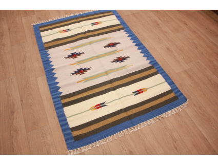 Oriental Kilim Wool 186x120 cm Blau modern