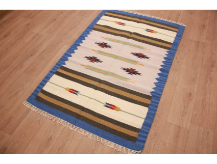 Oriental Kilim Wool 186x120 cm Blau modern