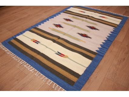 Oriental Kilim Wool 186x120 cm Blau modern