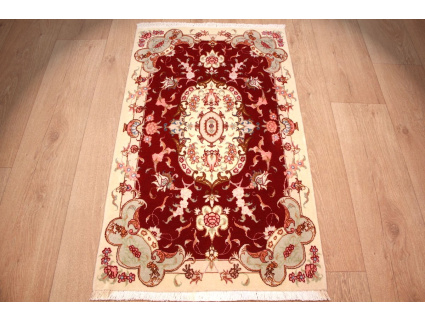 Persian carpet Tabriz with Silk 97x57 cm Red