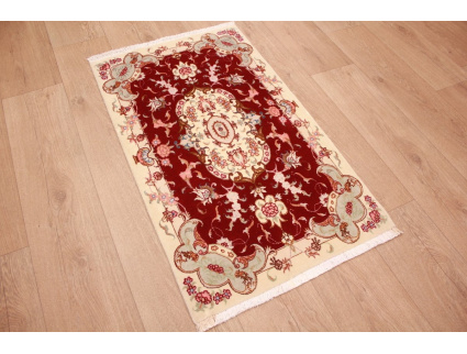 Persian carpet Tabriz with Silk 97x57 cm Red