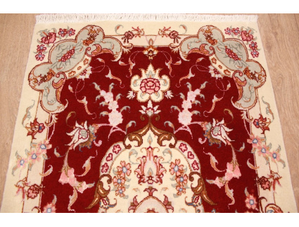 Persian carpet Tabriz with Silk 97x57 cm Red