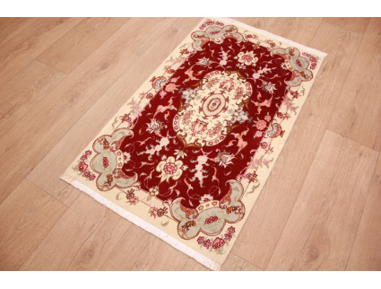 Persian carpet Tabriz with Silk 97x57 cm Red