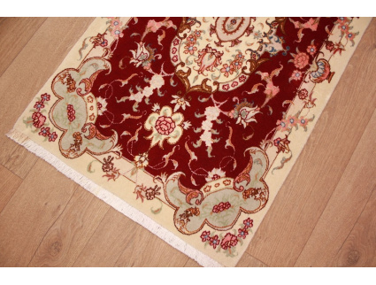 Persian carpet Tabriz with Silk 97x57 cm Red