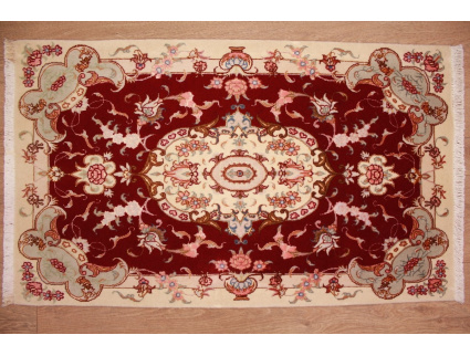 Persian carpet Tabriz with Silk 97x57 cm Red