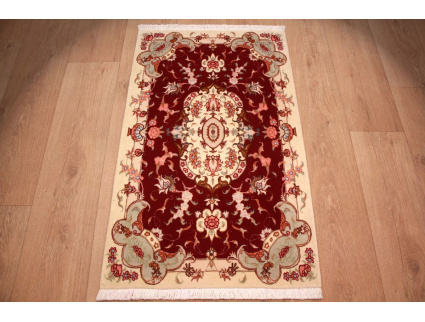 Persian carpet Tabriz with Silk 85x61 cm Red