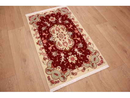 Persian carpet Tabriz with Silk 85x61 cm Red