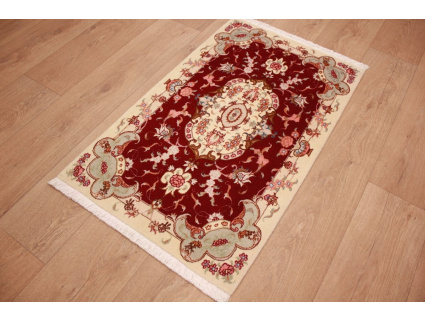 Persian carpet Tabriz with Silk 85x61 cm Red