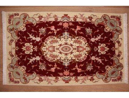 Persian carpet Tabriz with Silk 85x61 cm Red