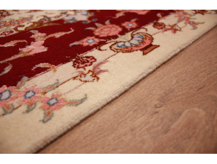 Persian carpet Tabriz with Silk 85x61 cm Red