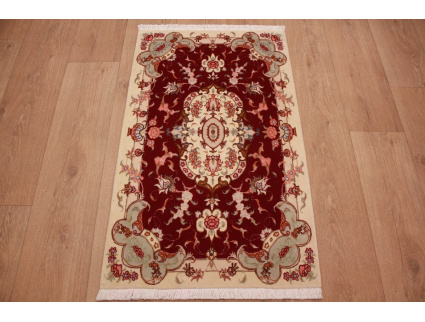 Persian carpet Tabriz with Silk 85x61 cm Red