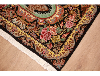 Perserteppich Ghom Orient Teppich 92x69 cm Schwarz