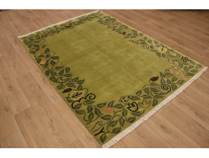 Hand-knotted Oriental carpet Nepal virgin wool 240x170 cm Green