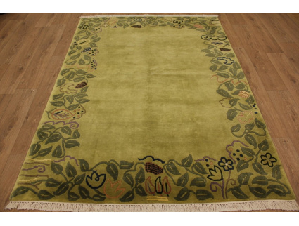 Hand-knotted Oriental carpet Nepal virgin wool 240x170 cm Green