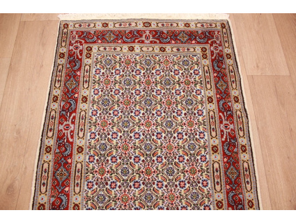 Persian carpet "Moud" virgin wool & Silk 195x79 cm Beige Runner