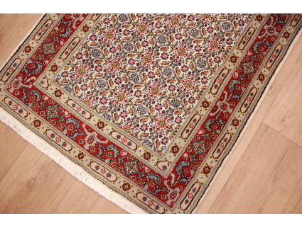 Persian carpet "Moud" virgin wool & Silk 195x79 cm Beige Runner