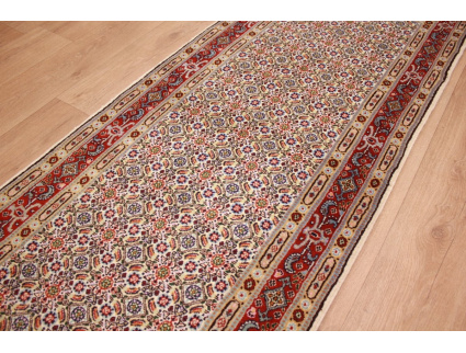 Persian carpet "Moud" virgin wool & Silk 195x79 cm Beige Runner