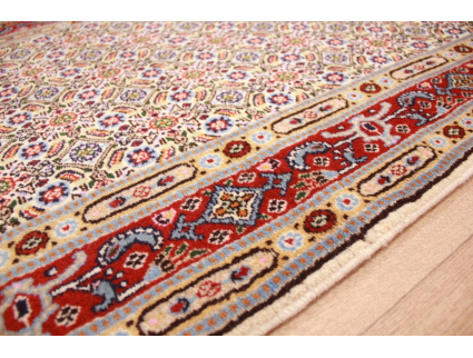 Persian carpet "Moud" virgin wool & Silk 195x79 cm Beige Runner