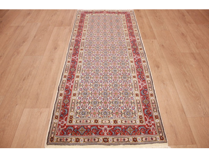 Persian carpet "Moud" virgin wool & Silk 195x79 cm Beige Runner