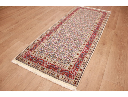 Persian carpet "Moud" virgin wool & Silk 195x79 cm Beige Runner