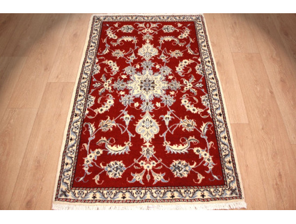 Perserteppich Nain mit Seide 140x90 cm  Rot