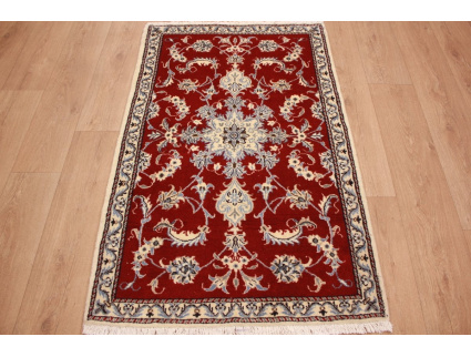 Perserteppich Nain mit Seide 140x90 cm  Rot