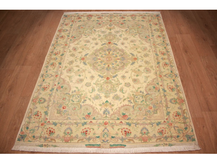 Persian carpet Tabriz with Silk205x157 cm Beige