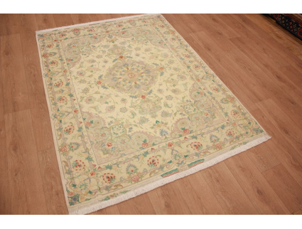 Persian carpet Tabriz with Silk205x157 cm Beige