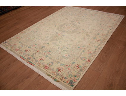 Persian carpet Tabriz with Silk205x157 cm Beige