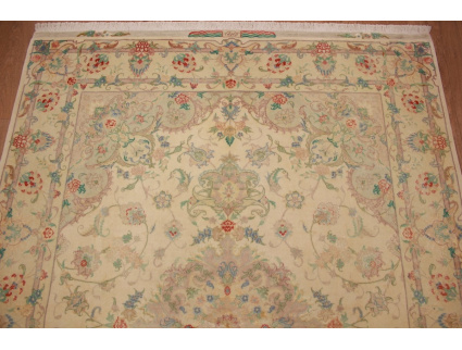 Perserteppich Tabriz mit Seide 205x157 cm Beige