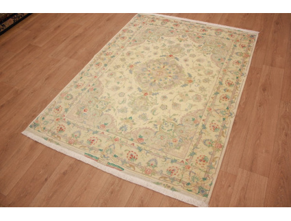 Persian carpet Tabriz with Silk205x157 cm Beige