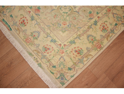 Persian carpet Tabriz with Silk205x157 cm Beige