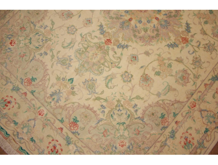 Persian carpet Tabriz with Silk205x157 cm Beige