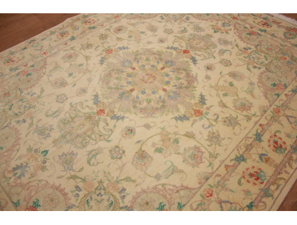 Persian carpet Tabriz with Silk205x157 cm Beige